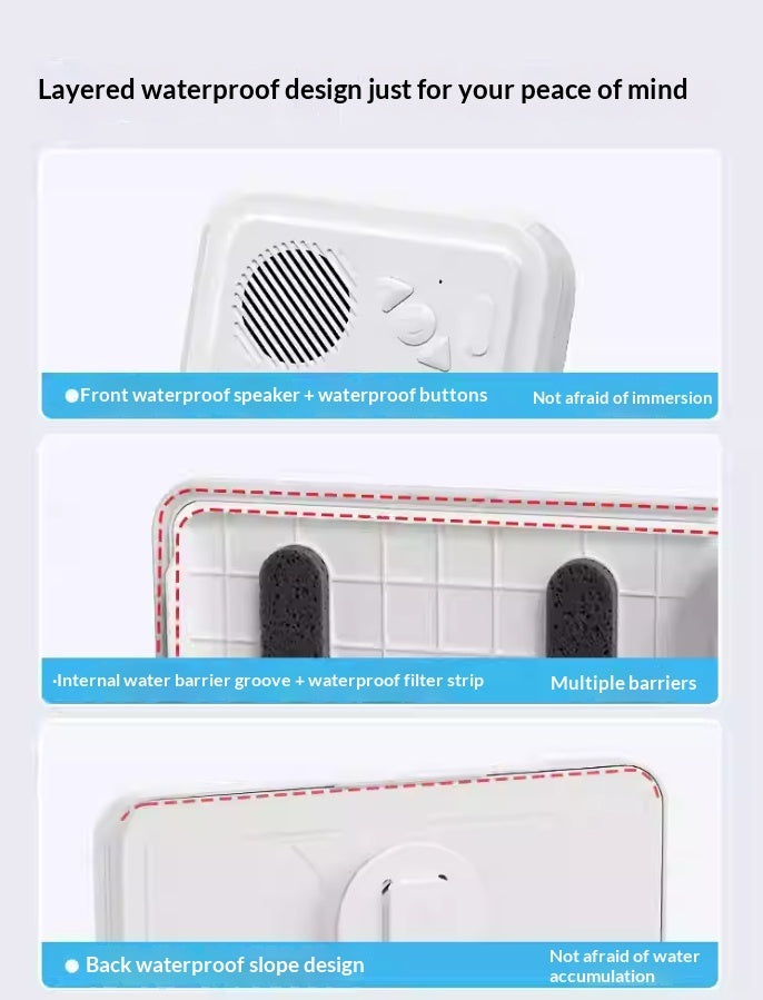 Waterproof Bluetooth Speaker Phone Holder For Bathroom And Shower